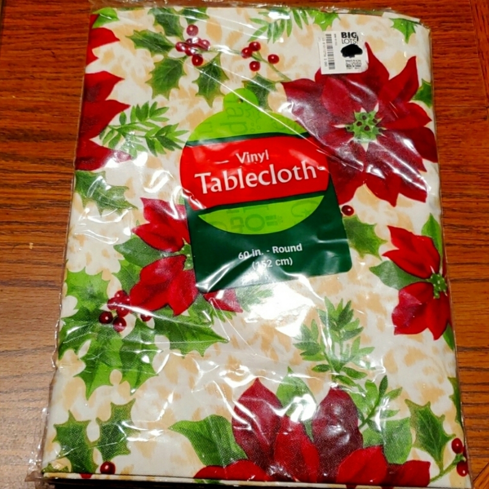 60 Inch round Vinyl Christmas Tablecloth